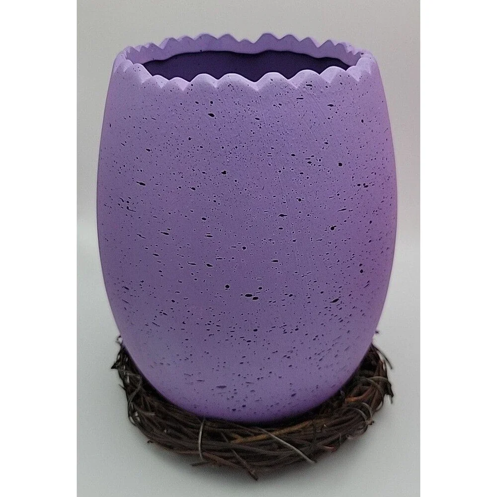 Speckled Purple Eggshell Nest Easter Planter/Vase Ceramic 6